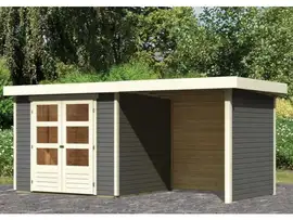 Woodfeeling | Tuinhuis Askola 3 met Overkapping 2,4, Zij- en Achterwand | Terragrijs