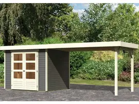 Woodfeeling | Tuinhuis Askola 3 met Overkapping 2,8 | Terragrijs
