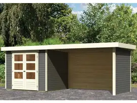 Woodfeeling | Tuinhuis Askola 3 met Overkapping 2,8, Zij- en Achterwand | Terragrijs