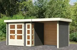 Woodfeeling | Tuinhuis Kerko 3 met Overkapping 2,4, Zij- en Achterwand | Terragrijs
