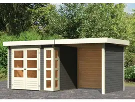 Woodfeeling | Tuinhuis Kerko 3 met Overkapping 2,4, Zij- en Achterwand | Terragrijs