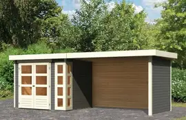 Woodfeeling | Tuinhuis Kerko 3 met Overkapping 2,8, Zij- en Achterwand | Terragrijs