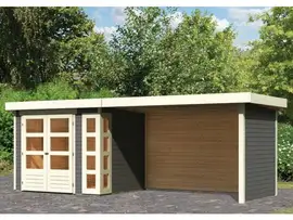 Woodfeeling | Tuinhuis Kerko 3 met Overkapping 2,8, Zij- en Achterwand | Terragrijs