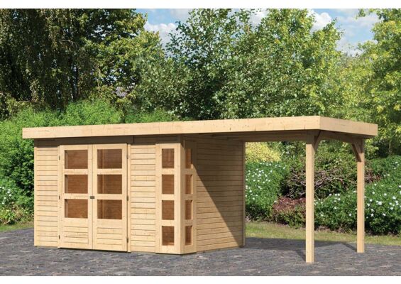 Woodfeeling | Tuinhuis Kerko 4 met Overkapping 2,4 | Onbehandeld