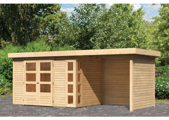 Woodfeeling | Tuinhuis Kerko 4 met Overkapping 2,4, Zij- en Achterwand | Onbehandeld