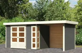 Woodfeeling | Tuinhuis Kerko 4 met Overkapping 2,4, Zij- en Achterwand | Terragrijs