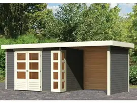Woodfeeling | Tuinhuis Kerko 4 met Overkapping 2,4, Zij- en Achterwand | Terragrijs