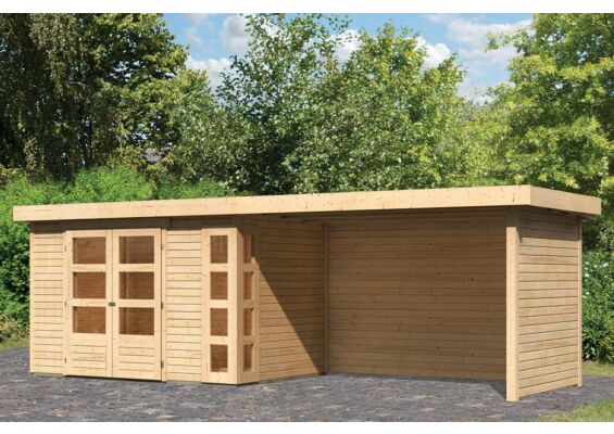 Woodfeeling | Tuinhuis Kerko 4 met Overkapping 2,8, Zij- en Achterwand | Onbehandeld