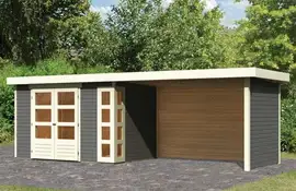 Woodfeeling | Tuinhuis Kerko 4 met Overkapping 2,8, Zij- en Achterwand | Terragrijs