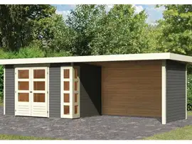 Woodfeeling | Tuinhuis Kerko 4 met Overkapping 2,8, Zij- en Achterwand | Terragrijs