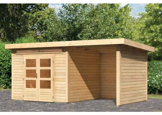 Woodfeeling | Tuinhuis Kandern 6 met Overkapping 2,6, Zij- en Achterwand | Onbehandeld