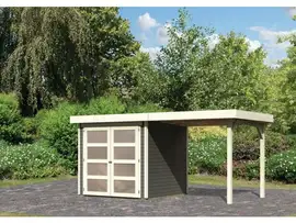 Karibu | Tuinhuis Mühlendorf 2 met Overkapping 2,4 | Terragrijs