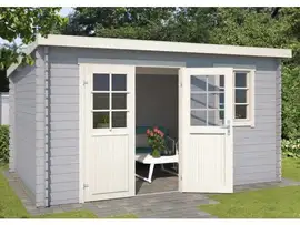 Outdoor Life Products | Tuinhuis Amira 380 x 230 | Gecoat | Platinum Grey-Wit