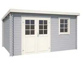 Outdoor Life Products | Tuinhuis Amira 380 x 275 | Gecoat | Platinum Grey-Wit