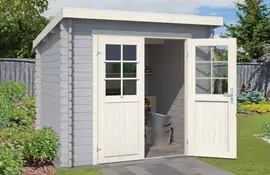 Outdoor Life Products | Tuinhuis Indi 230 x 175 | Gecoat | Platinum Grey-Wit