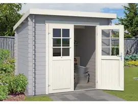 Outdoor Life Products | Tuinhuis Indi 230 x 175 | Gecoat | Platinum Grey-Wit