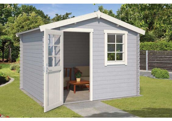 Outdoor Life Products | Tuinhuis Nina 275 x 275 | Gecoat | Platinum Grey-Wit