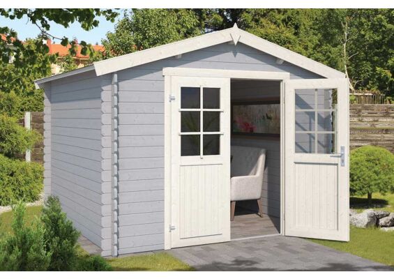 Outdoor Life Products | Tuinhuis Norah 275 x 275 | Gecoat | Platinum Grey-Wit