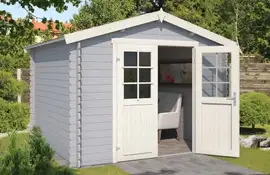 Outdoor Life Products | Tuinhuis Norah 275 x 275 | Gecoat | Platinum Grey-Wit