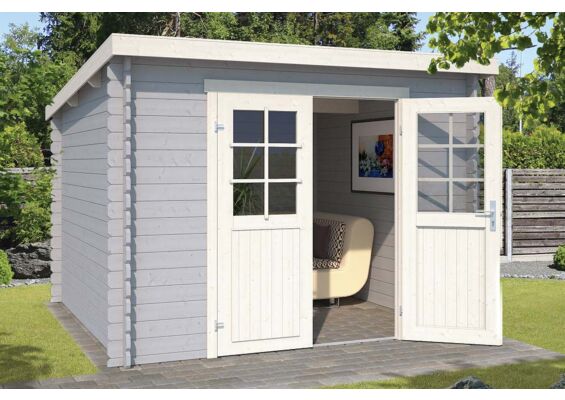 Outdoor Life Products | Tuinhuis Nadia 275 x 275 | Gecoat | Platinum Grey-Wit