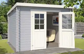 Outdoor Life Products | Tuinhuis Nadia 275 x 275 | Gecoat | Platinum Grey-Wit