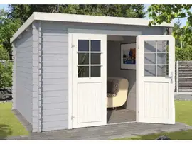 Outdoor Life Products | Tuinhuis Nadia 275 x 275 | Gecoat | Platinum Grey-Wit