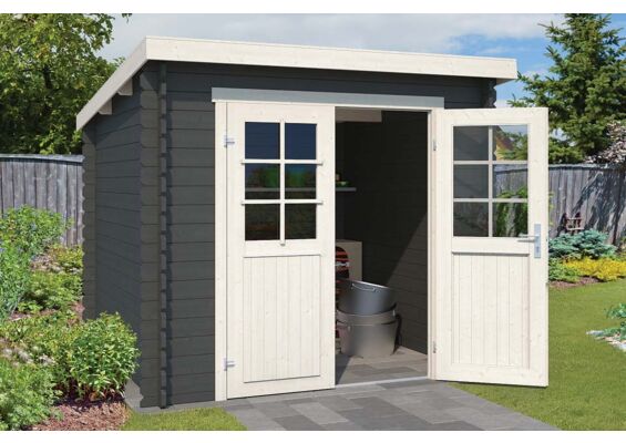 Outdoor Life Products | Tuinhuis Indi 230 x 230 | Gecoat | Carbon Grey-Wit