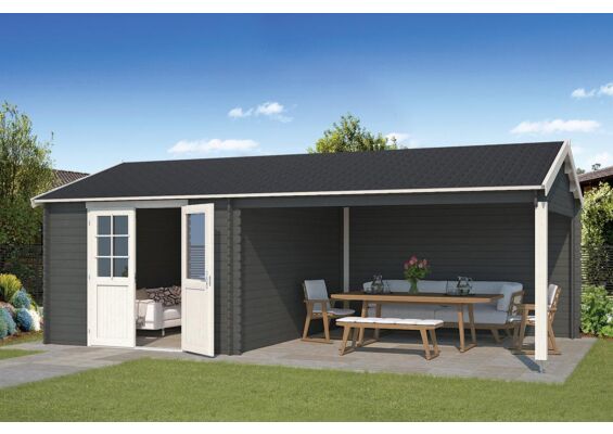 Outdoor Life Products | Tuinhuis met Overkapping Octavio 681 x 380 | Gecoat | Carbon Grey-Wit