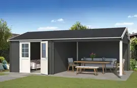 Outdoor Life Products | Tuinhuis met Overkapping Octavio 681 x 380 | Gecoat | Carbon Grey-Wit