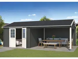 Outdoor Life Products | Tuinhuis met Overkapping Octavio 681 x 380 | Gecoat | Carbon Grey-Wit