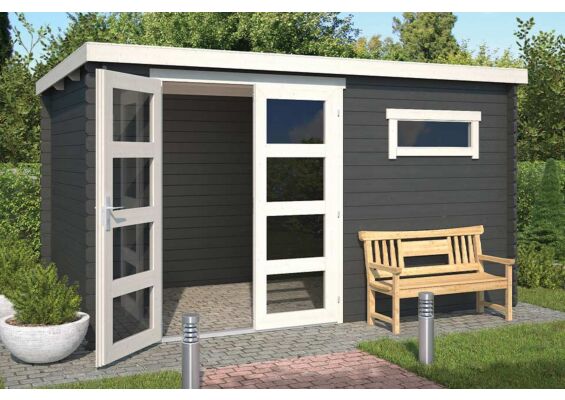 Outdoor Life Products | Tuinhuis Timian 380 x 230 | Gecoat | Carbon Grey-Wit