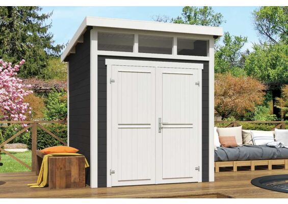 Outdoor Life Products | Tuinhuis Kibo 1 - 200 x 200 | Gecoat | Carbon Grey-Wit