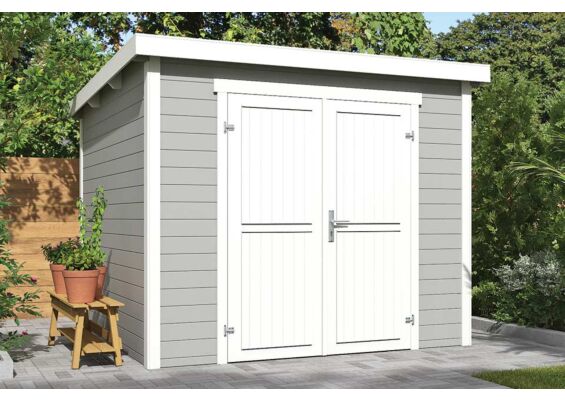 Outdoor Life Products | Tuinhuis Mila 250 x 250 | Gecoat | Platinum Grey-Wit