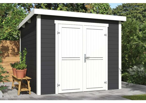 Outdoor Life Products | Tuinhuis Mila 250 x 250 | Gecoat | Carbon Grey-Wit