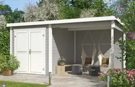 Outdoor Life Products | Tuinhuis Finn 450 x 250 | Gecoat | Platinum Grey-Wit