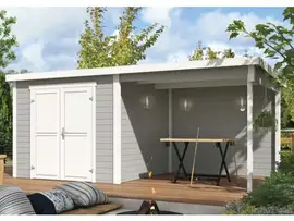 Outdoor Life Products | Tuinhuis Lars 500 x 250 | Gecoat | Platinum Grey-Wit
