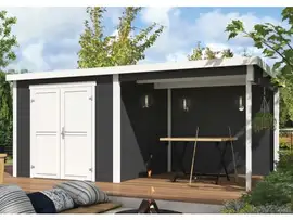Outdoor Life Products | Tuinhuis Lars 500 x 250 | Gecoat | Carbon Grey-Wit