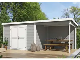 Outdoor Life Products | Tuinhuis Kjeld 550 x 250 | Gecoat | Platinum Grey-Wit