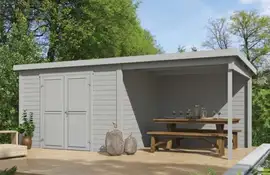 Outdoor Life Products | Tuinhuis Kjeld 550 x 250 | Gecoat | Platinum Grey