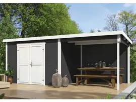 Outdoor Life Products | Tuinhuis Kjeld 550 x 250 | Gecoat | Carbon Grey-Wit