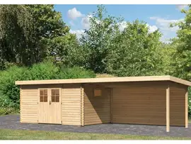 Karibu | Tuinhuis Torgau 5 met Overkapping 4,4 en Achterwand