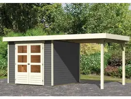 Woodfeeling | Tuinhuis Askola 3,5 met Overkapping 2,4 | Terragrijs