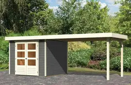 Woodfeeling | Tuinhuis Askola 3,5 met Overkapping 2,8 | Terragrijs