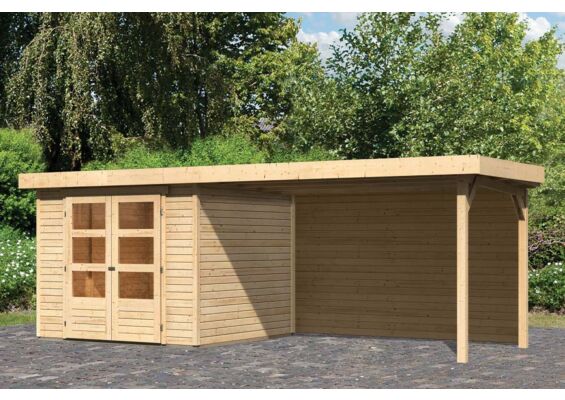 Woodfeeling | Tuinhuis Askola 3,5 met Overkapping 2,8 en Achterwand | Onbehandeld