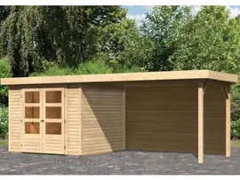 Woodfeeling | Tuinhuis Askola 3,5 met Overkapping 2,8 en Achterwand | Onbehandeld