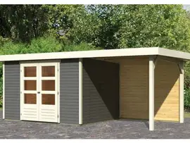 Woodfeeling | Tuinhuis Askola 5 met Overkapping 2,8 en Achterwand | Terragrijs