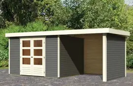 Woodfeeling | Tuinhuis Askola 5 met Overkapping 2,8, Zij- en Achterwand | Terragrijs