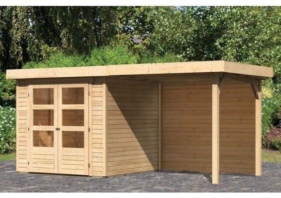 Woodfeeling | Tuinhuis Askola 2 met Overkapping 2,4 en Achterwand | Onbehandeld