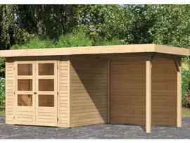 Woodfeeling | Tuinhuis Askola 2 met Overkapping 2,4 en Achterwand | Onbehandeld