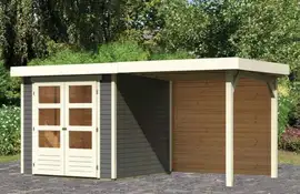 Woodfeeling | Tuinhuis Askola 2 met Overkapping 2,4 en Achterwand | Terragrijs